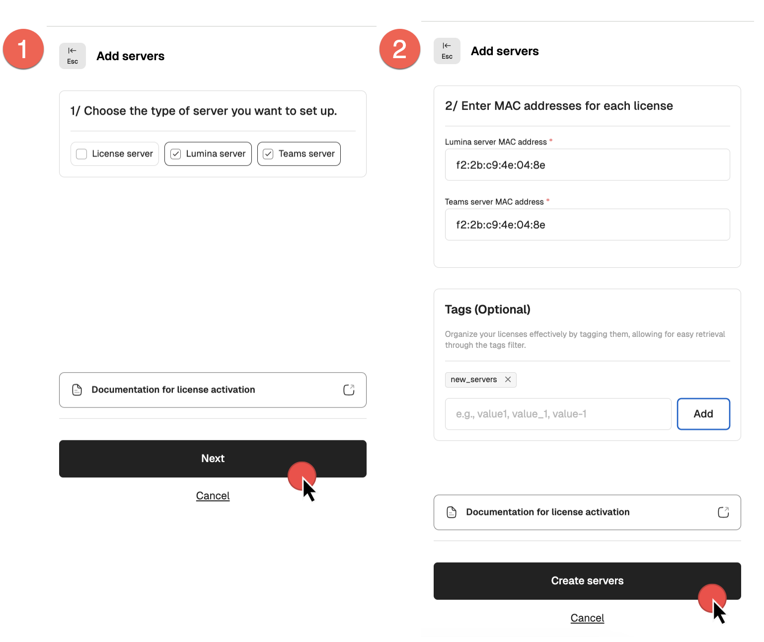 Add servers dialog