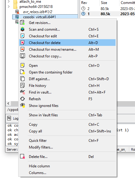 Checkout for delete