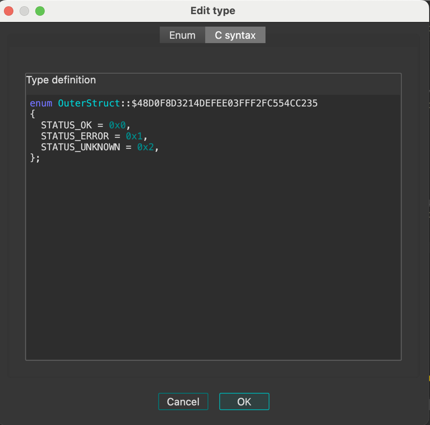C syntax tab