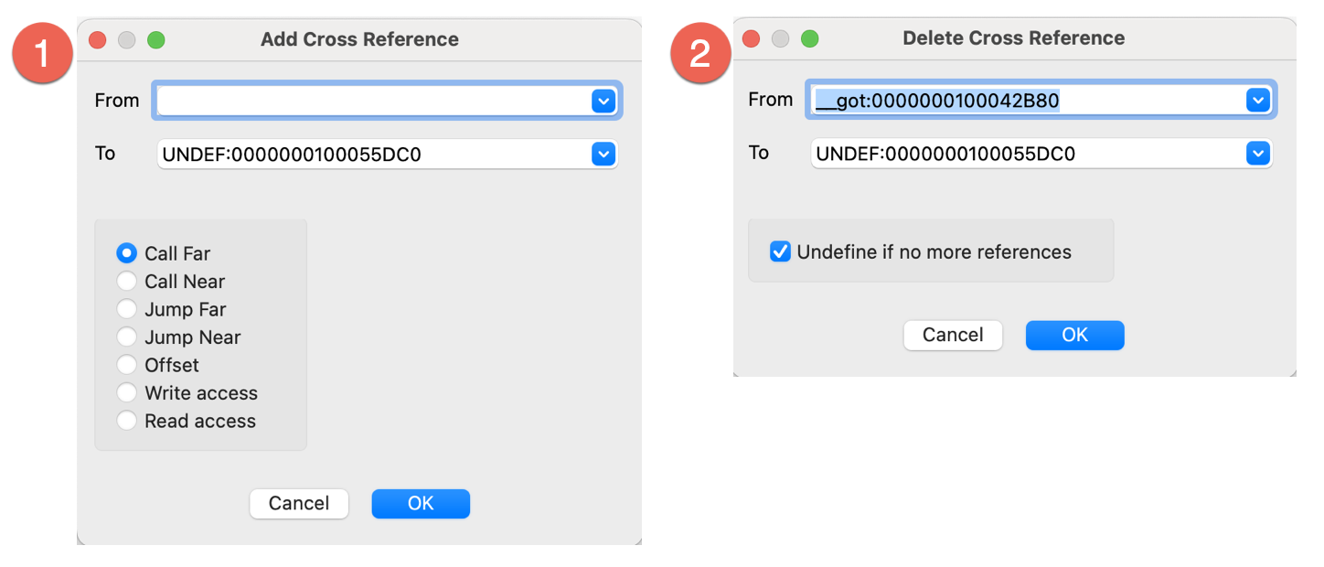 Add/delete xrefs