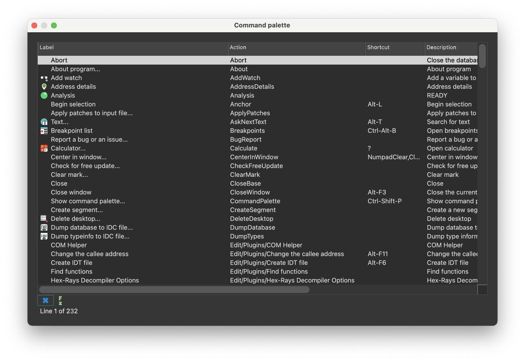 Command palette