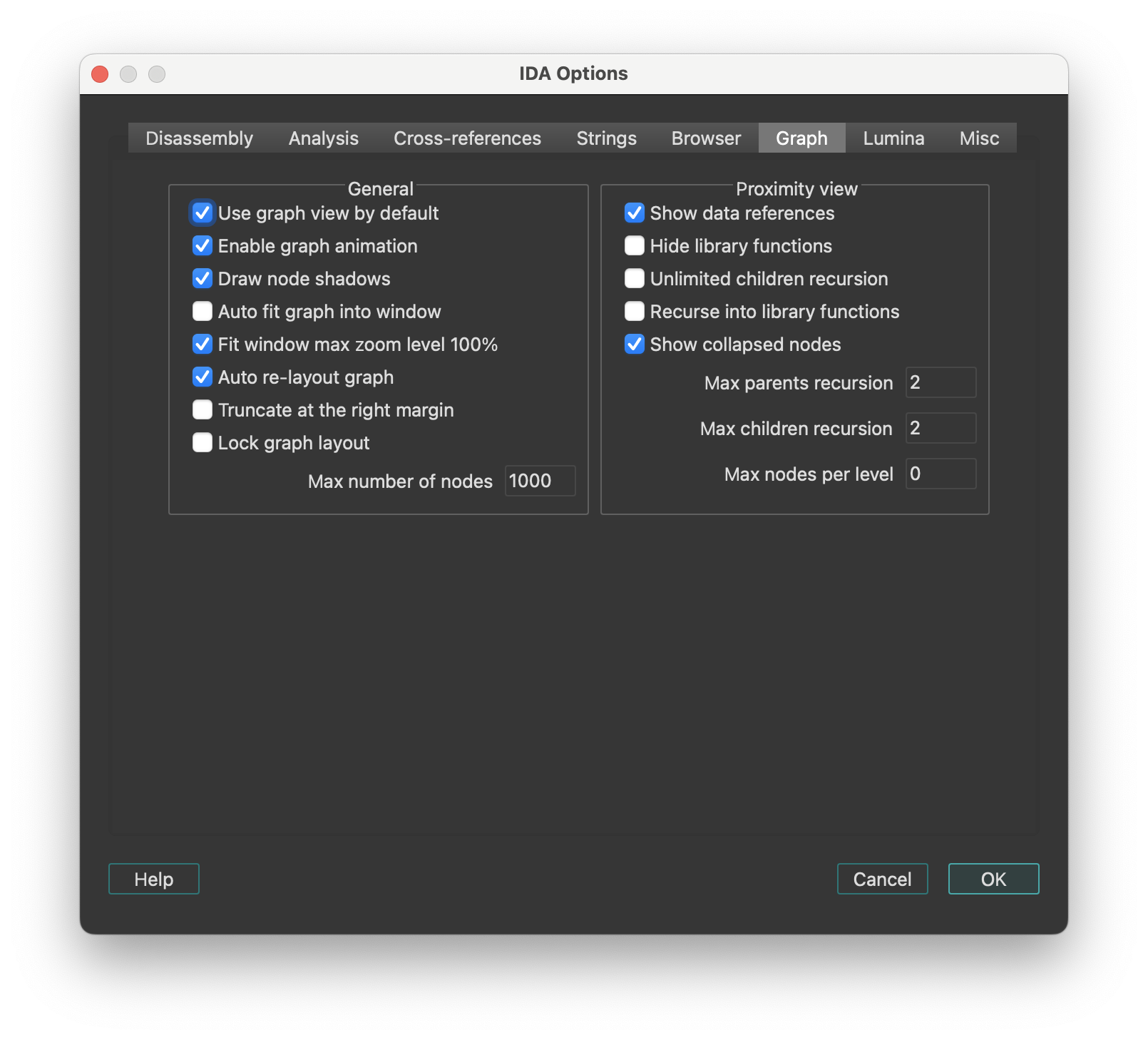 Graph options